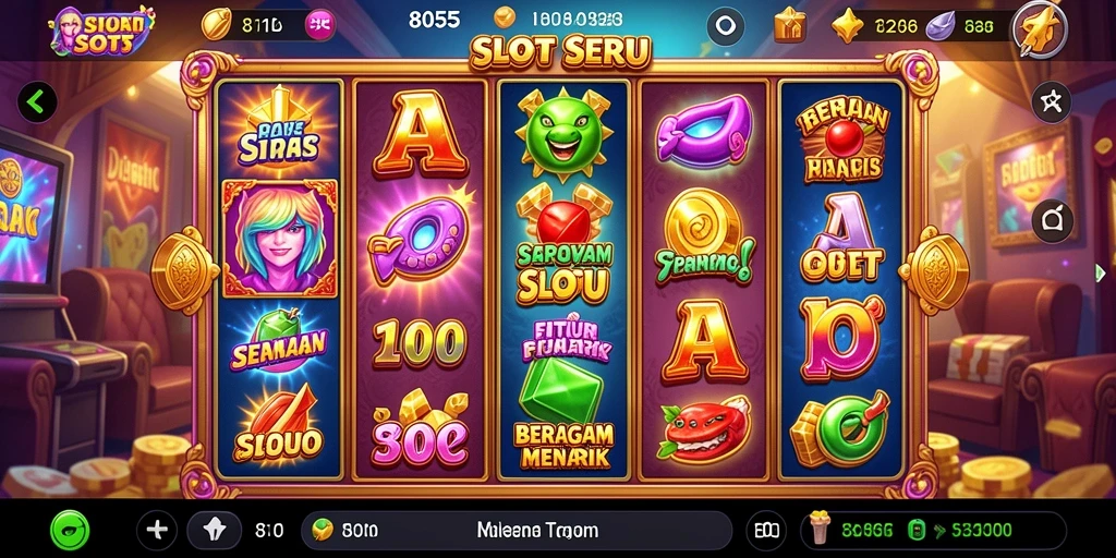 Tangkapan layar gameplay 8055 dengan grafis menarik dan fitur slot.