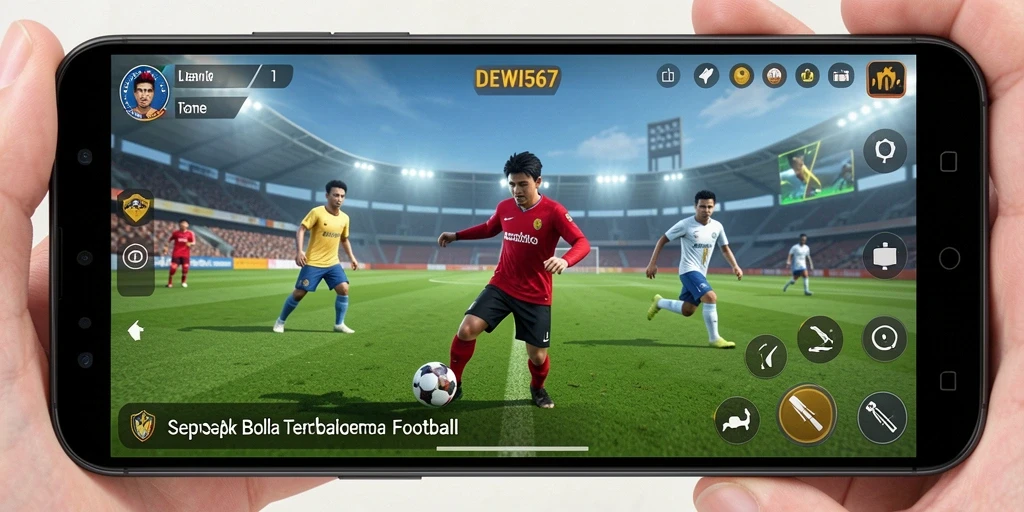 Screenshot DEWI567 menunjukkan aksi mendebarkan di lapangan sepak bola.