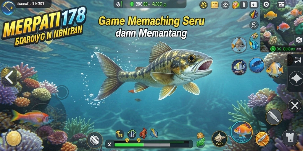 Screenshot gameplay MERPATI178 dengan aksi memancing yang mendebarkan.