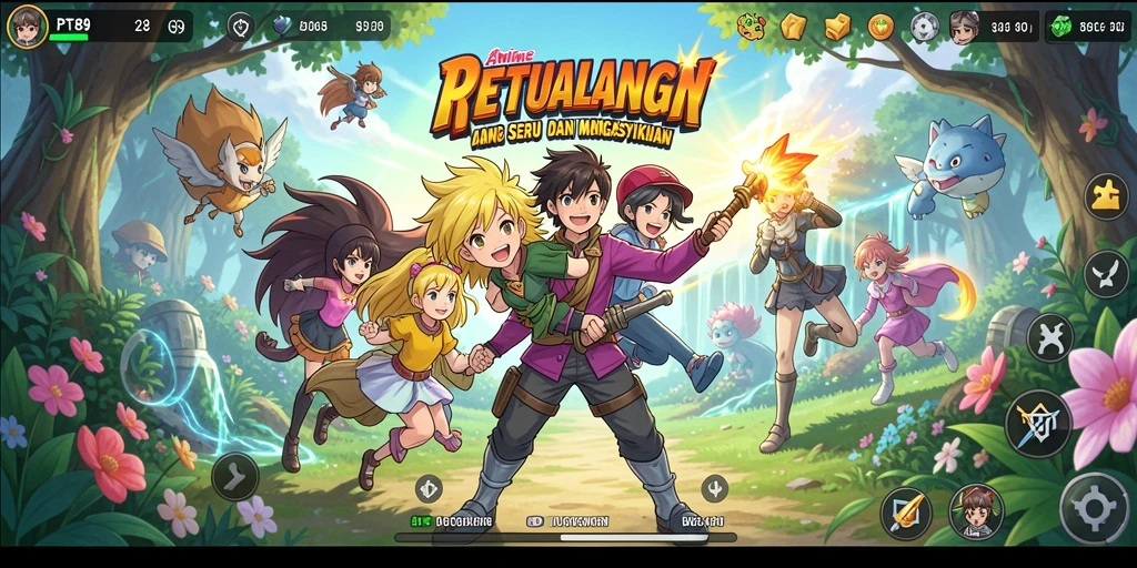 Tampilan aksi seru dalam gameplay PT89 dengan karakter anime.