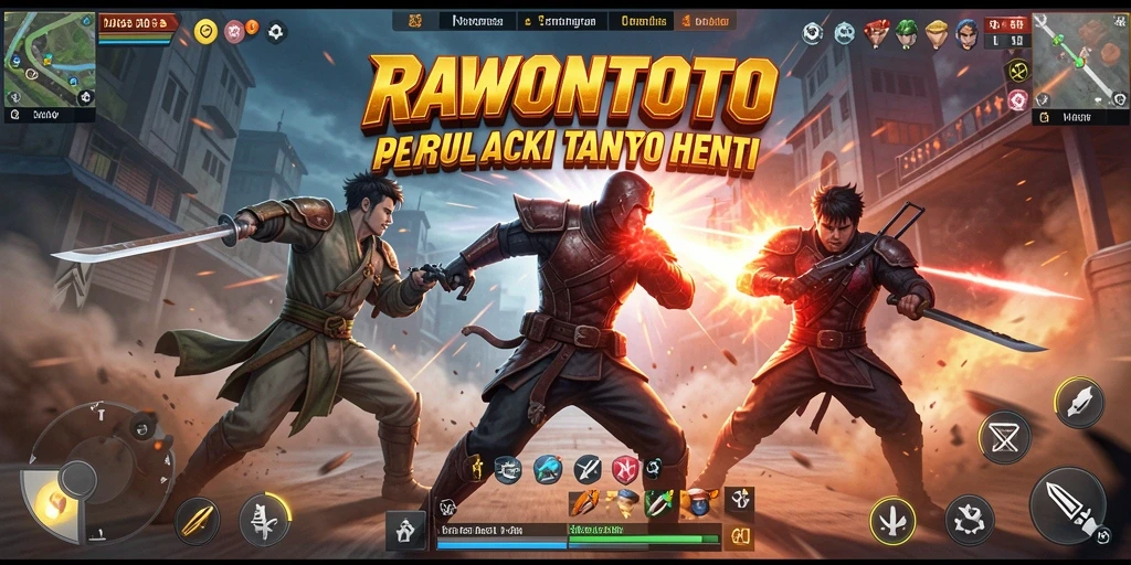 Tangkapan layar RAWONTOTO menampilkan aksi pertarungan yang mendebarkan dan grafis yang memukau.