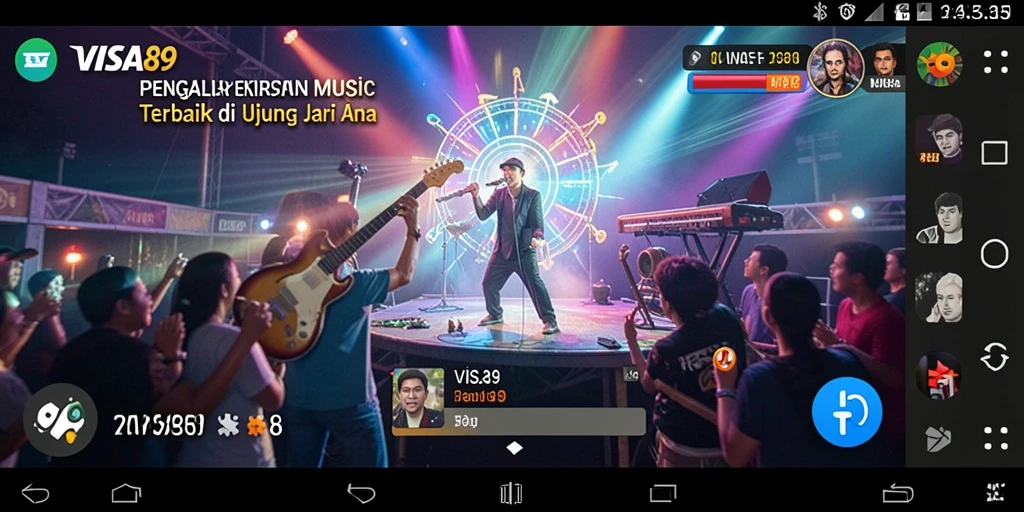 Screenshot gameplay VISA89 menunjukkan interaksi pengguna dengan lagu-lagu populer.